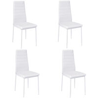 Livingandhome Set of 4 PU Leather Padded Seat Metal Legs Dining Chair, White