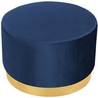 Velvet Footstool Ottoman Footrest Stool Round Box Dressing Table, Blue