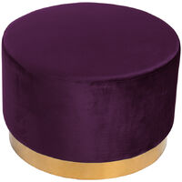 Velvet Footstool Ottoman Footrest Stool Round Box Dressing Table, Purple
