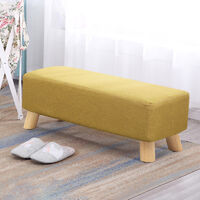 Fabric Cushioned Hallway Rest Stool Footstool Ottoman Padded Pouffe Chair Seat Yellow