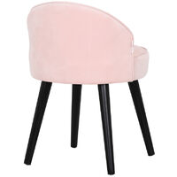 Vintage Bedroom Dressing Table Stool Velvet Vanity Chair with Wooden Legs Pink