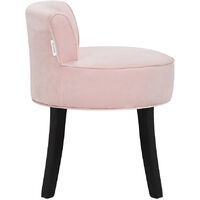 Velvet Vanity Stool Dressing Table Chair Soft Seat Low Back Makeup Stools Pink
