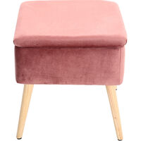 Storage Ottoman Chair Stool Grey Footstool Velvet Pouffe Chair Pink
