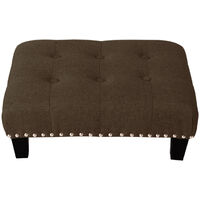 Brown Fabric Footstool Chesterfield Button Seat Bench Ottoman Pouffe Stool Coffee Table