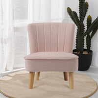 Pink Velvet Accent Dining Chair Shell Scallop Seat Kids Children Armchair Bedroom