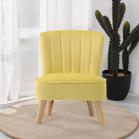 Children Kids Armchair Shell Back Velvet Upholstered Sofa Chair Yellow