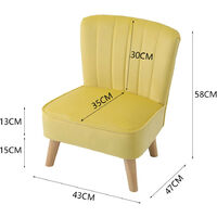 Children Kids Armchair Shell Back Velvet Upholstered Sofa Chair Yellow