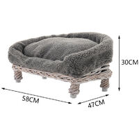 Livingandhome Wicker Woven Padded Pet Bed Couch Cushion, Grey