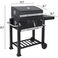 BBQ charcoal grill cart, barbecue, charcoal bbq - black