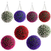 28CM Artificial Rose Topiary Flower Ball Hanging Outdoor, White