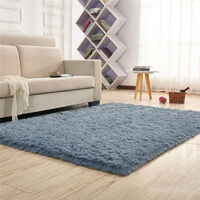 Grey Soft Shaggy Rugs Fluffy Area Rug Carpet Footcloth, 80x160CM