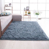 Grey Soft Shaggy Rugs Fluffy Area Rug Carpet Footcloth, 80x160CM