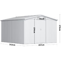 10ft x 8ft Green Metal Garden Shed Garden Storage WITH BASE Foundation