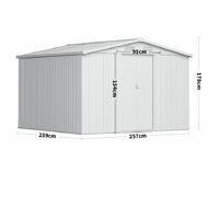 8ft x 8ft Grey Metal Garden Shed Garden Storage WITH BASE Foundation
