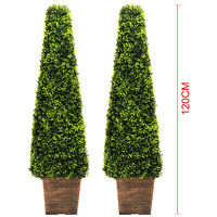2pcs Artificial Potted Topiary Trees Garden Yard Ornament with Pot, 120CM