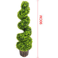 2pcs Artificial Potted Rotating Topiary Trees Garden Yard Ornament with Pot, 90CM