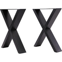 Set of 2 Metal Table Bench Legs Frames X-Shape Steel Base Stands, 35x40CM