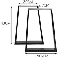 Set of 2 Metal Table Bench Legs Frames Trapezium Steel Base Stands, 29.5x40CM