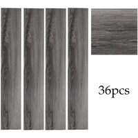 Livingandhome Set of 36 Planks PVC Self-stick Waterproof Floor Flooring Plank, Dark Grey