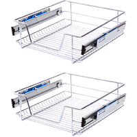 Set of 2 Pull Out Wire Basket Kitchen Cabinet Larder Organizer Cupboard Drawer, 40CM