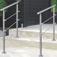 150CM Handrail Stainless Steel Balustrade with 2 Crossbars Stair Rails