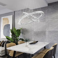 Livingandhome White LED Chandelier Lamp Wire Pendant Crystal Ceiling Lights, 40+60CM