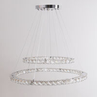 Dimming LED Chandelier Lamp Wire Pendant Crystal Ceiling Lights, 40+60CM