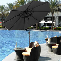 3M Large Round Garden Parasol Outdoor Beach Umbrella Patio Sun Shade Crank Tilt No Base, Black