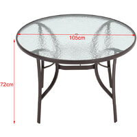Livingandhome Garden Ripple Glass Round Table With Umbrella Hole, Brown