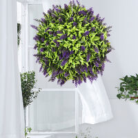 25CM Topiary Ball Artificial Lavender Flower Hanging Plants Lush Basket Chain