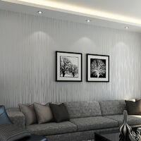 10M 3D Wall Paper Crushed Silk Striped Grey Silver Textured Wallpaper Background