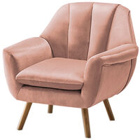 Scalloped Back Velvet Soft Armchair Tub Wing Chair, Pink