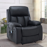 PU Leather Heated Massage Sofa Recliner Armchair, Black