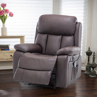 PU Leather Heated Massage Sofa Recliner Armchair, Brown
