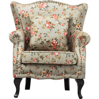 Livingandhome Floral Wingback Armchair with Thick Cushion and Pillow