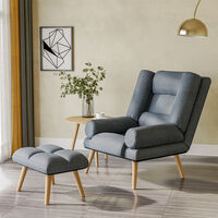 Livingandhome Lounge Recliner Armchair with Footstool, Dark Grey