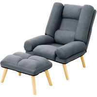 Livingandhome Lounge Recliner Armchair with Footstool, Dark Grey