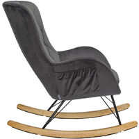 Livingandhome Rhombus Linen Rocking Chair Armchair with Pocket, Dark Grey