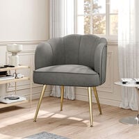 Livingandhome Modern Frosted Velvet Shell Accent Armchair, Grey