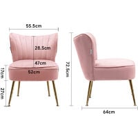 Velvet Cocktail Accent Chair, Pink