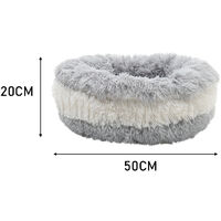 Livingandhome Round Fluffy Faux Fur Plush Pet Dog Cat Cushion Bed, Grey 50CM