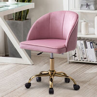 Pink Velvet Office Chair Gas Lift Swivel Executive Computer Seat with Caster