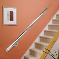 Round Brushed Stainless Steel Bannister Rail Balustrade Stair Handrail, 2M
