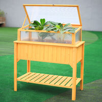 Wooden Planter Raised Bed Flowers Pot Holder With Shelf Greenhouse And Weeding Bag