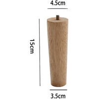 Set of 4 Wooden Oak Furniture Round Legs Feet, Light Brown 15CM