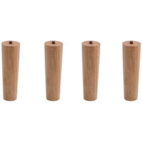 Set of 4 Wooden Oak Furniture Round Legs Feet, Natural 15CM