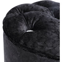 Diamond Foot Rest Pouffe Stool Crushed Velvet Footstool Coffee Table Dress Chair, Black