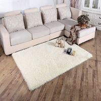 Livingandhome Beige Shaggy Area Fluffy Rug Floor Carpet, 120x170CM