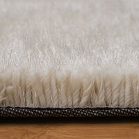 Livingandhome Beige Shaggy Area Fluffy Rug Floor Carpet, 120x170CM