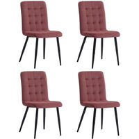 Livingandhome Set of 4 Buttoned Frosted Velvet High Back Dining Chairs, Smokey Pink